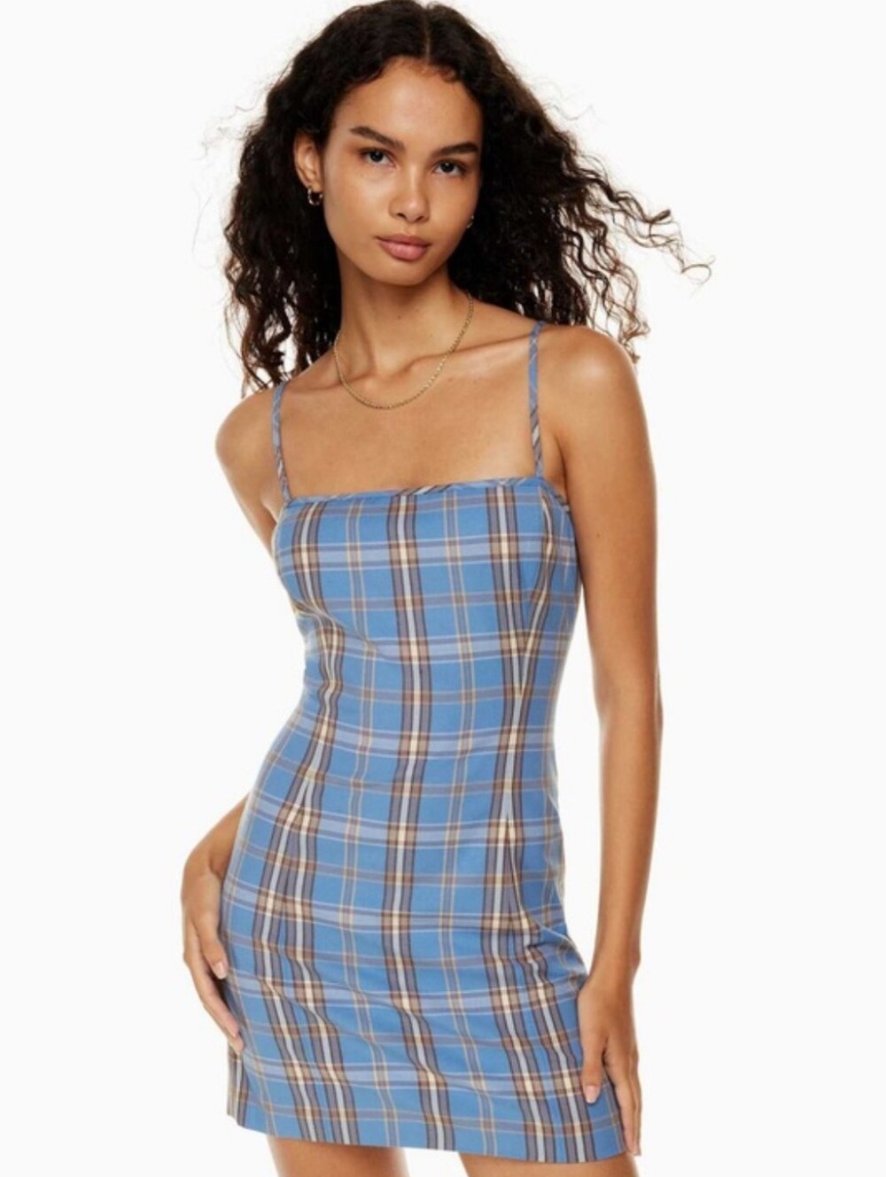 SUNDAY BEST | Women's Gerard Azurine Blue Shimmer Plaid Mini Dress